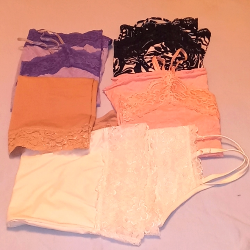 Bundle of Five, Assorted Colors, Sexy, Lacey, Camis(Sz M)❤️💚💙🤎🤍🌼